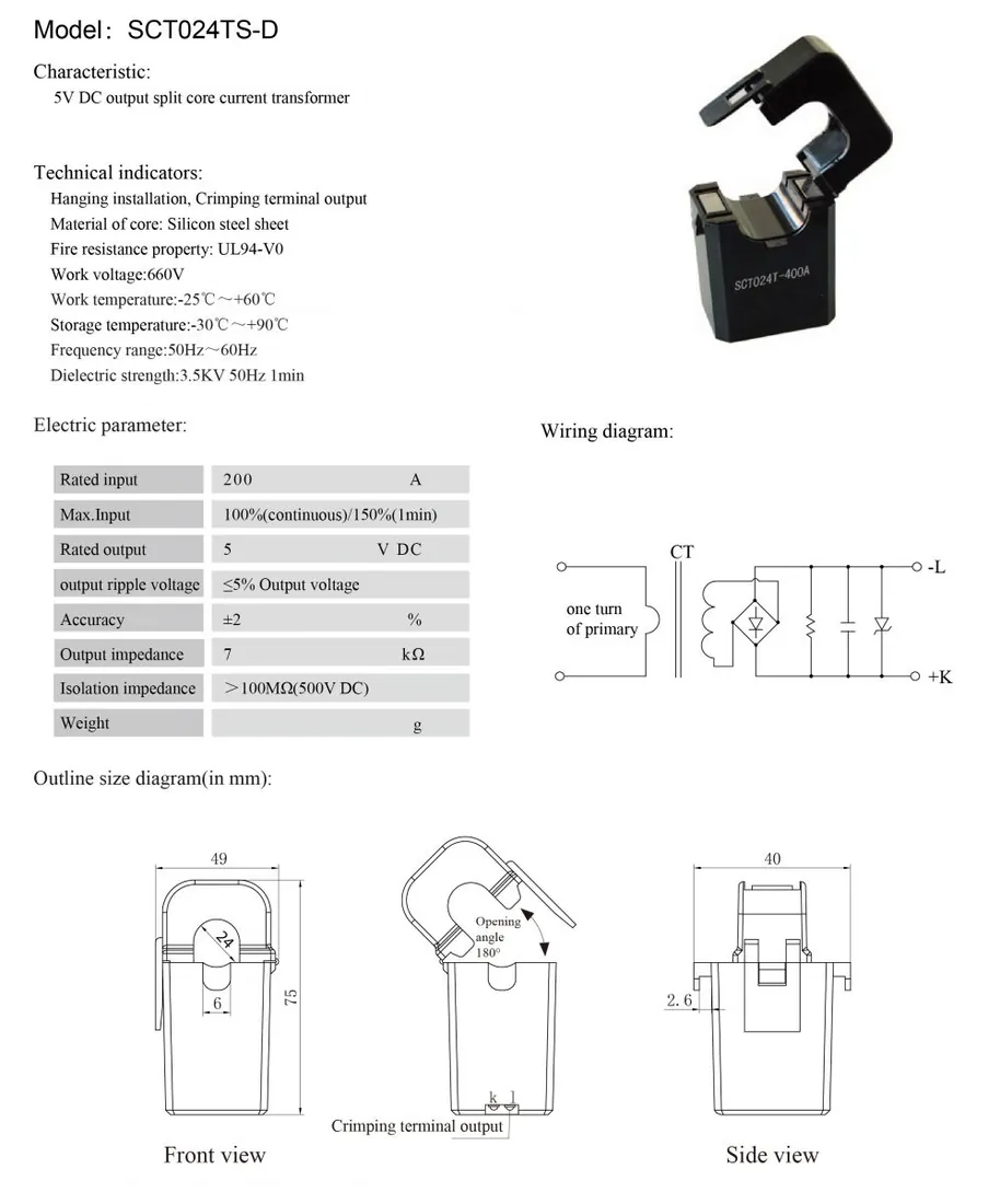 DC split core CT