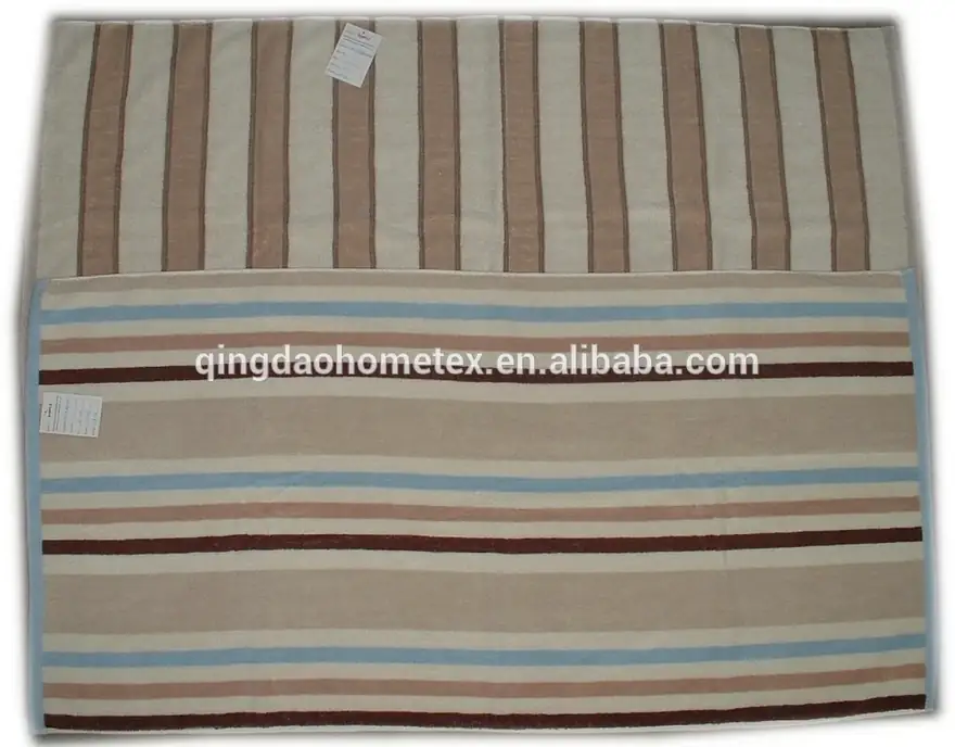 Brown 100% cotton yarn dyed stripe bath towel, 70x140 cm, with a reversible woven stripe pattern