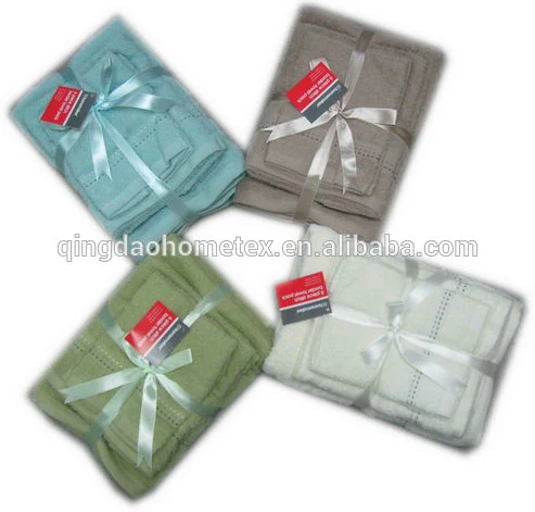 White 100% cotton plain dyed dobby hand towel set, 50x100 cm, square shape, solid colour finish
