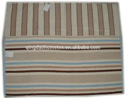 Brown 100% cotton yarn dyed stripe bath towel, 70x140 cm, with a reversible woven stripe pattern