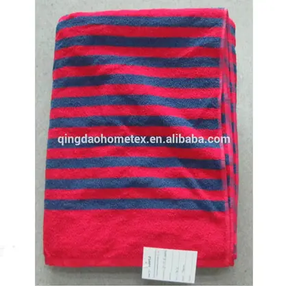 White and blue 100% cotton yarn dyed stripe bath towel, 70x140 cm, with a clean, reversible dobby weave pattern
