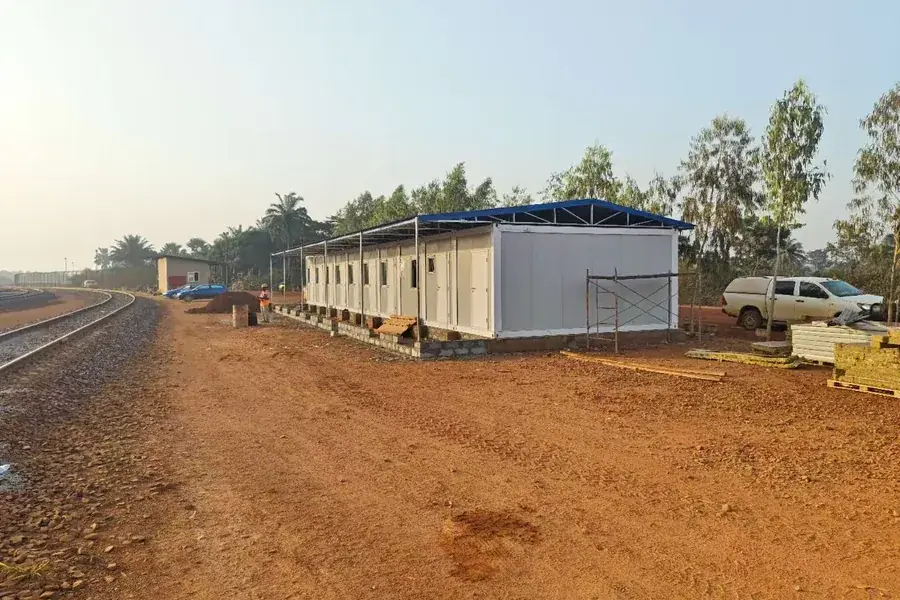 Completed prefab accommodation buildings on a project site