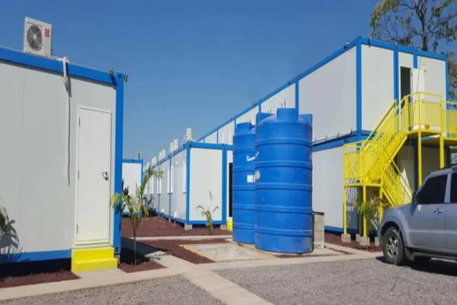 Contractor site compound of container offices and accommodation units