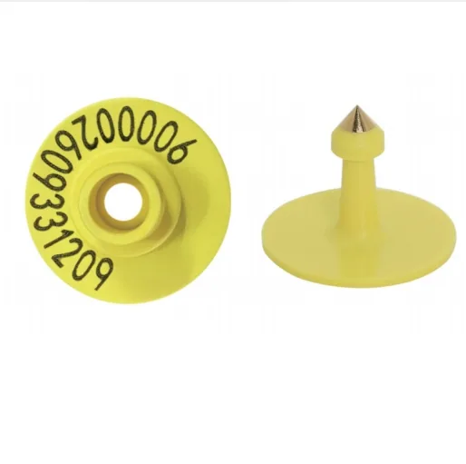 RBC-ET15-UHF yellow UHF cattle ear tag female and male parts on white background