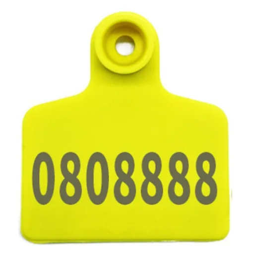 RBC-ET24-UHF yellow UHF cattle ear tag female and male parts on white background