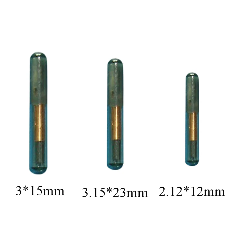 RBC-HF implanted microchip in bio-grade glass tube on white background