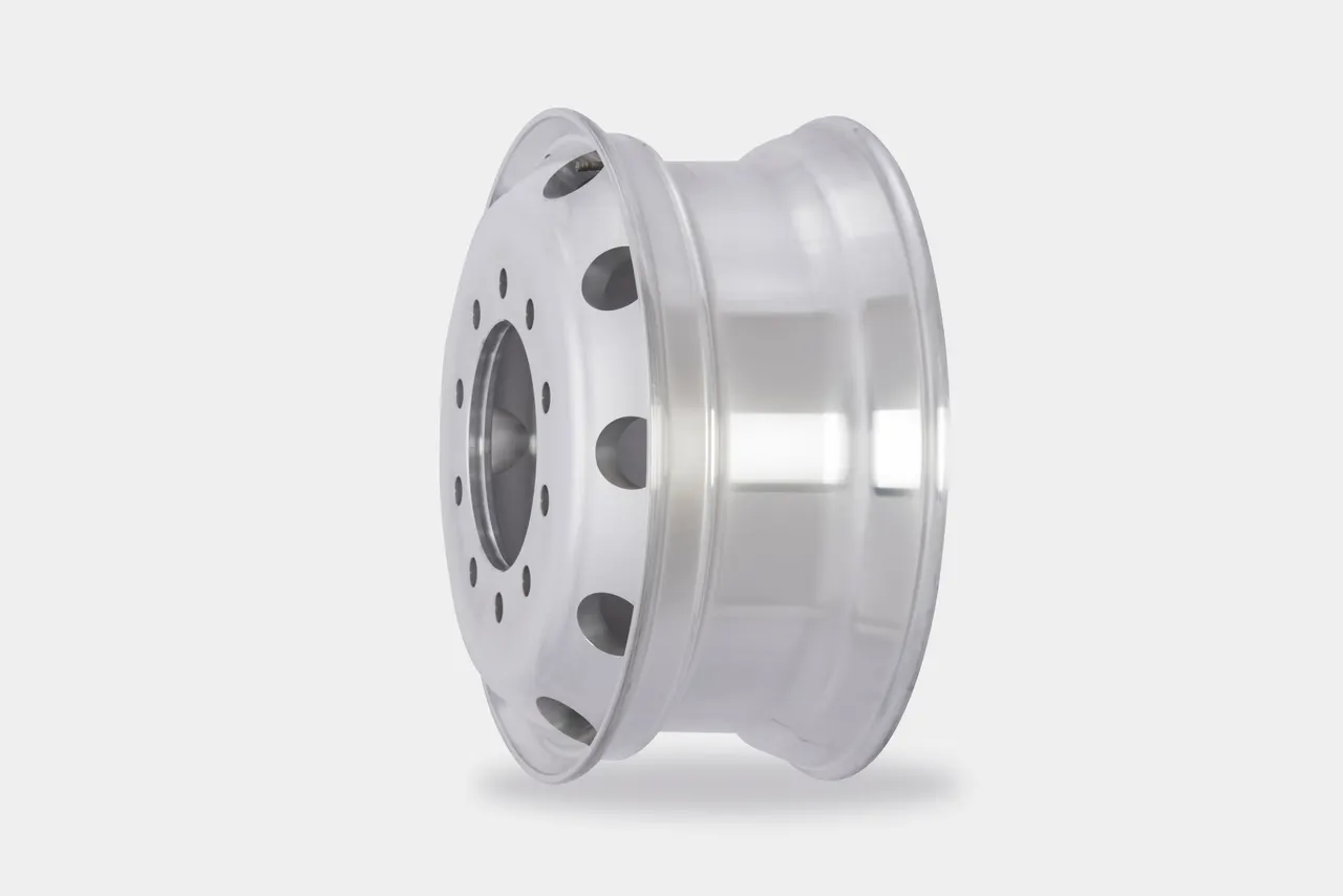 Forged aluminium truck wheel with machined face