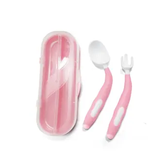 Baby Silicone Spoon And Fork Set Feeding Spoon view 2