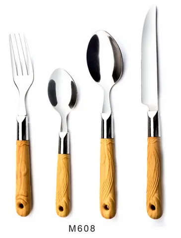 M608 Wooden Handle Cutlery Flatware Kitchenware Tableware