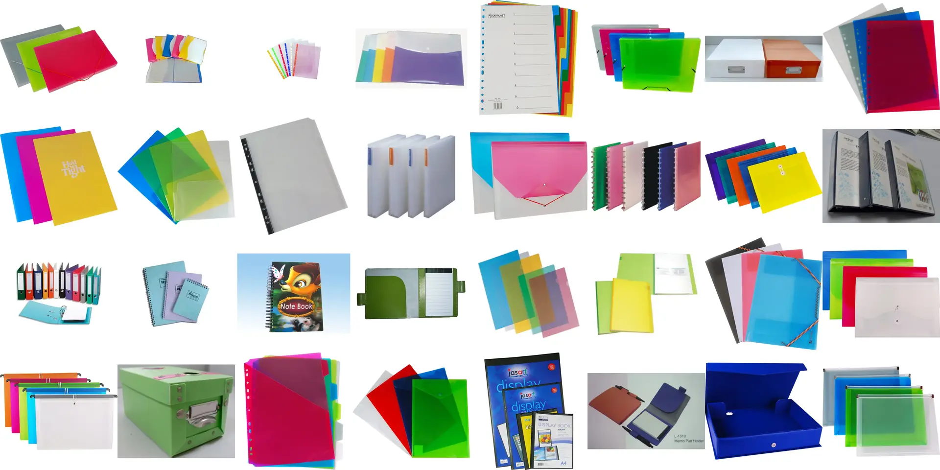 Polypropylene folders, expanding files, display books and binders manufactured by Sanhua Stationery