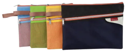 Oblique Lined Double Pockets Zip Bag — Double Pockets Bag manufactured by Sanhua Stationery in Guangzhou