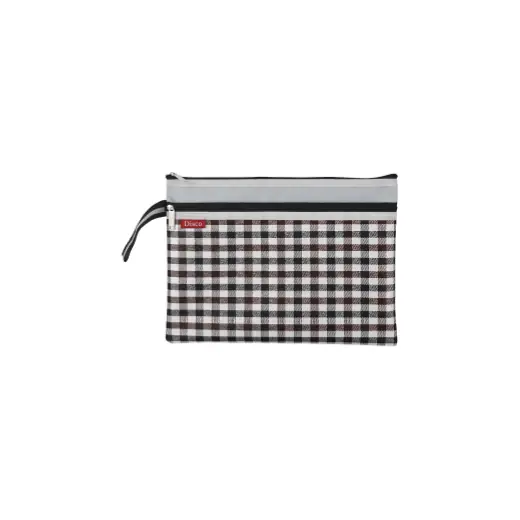 Grid Double Pockets Zip Bag — Double Pockets Bag manufactured by Sanhua Stationery
