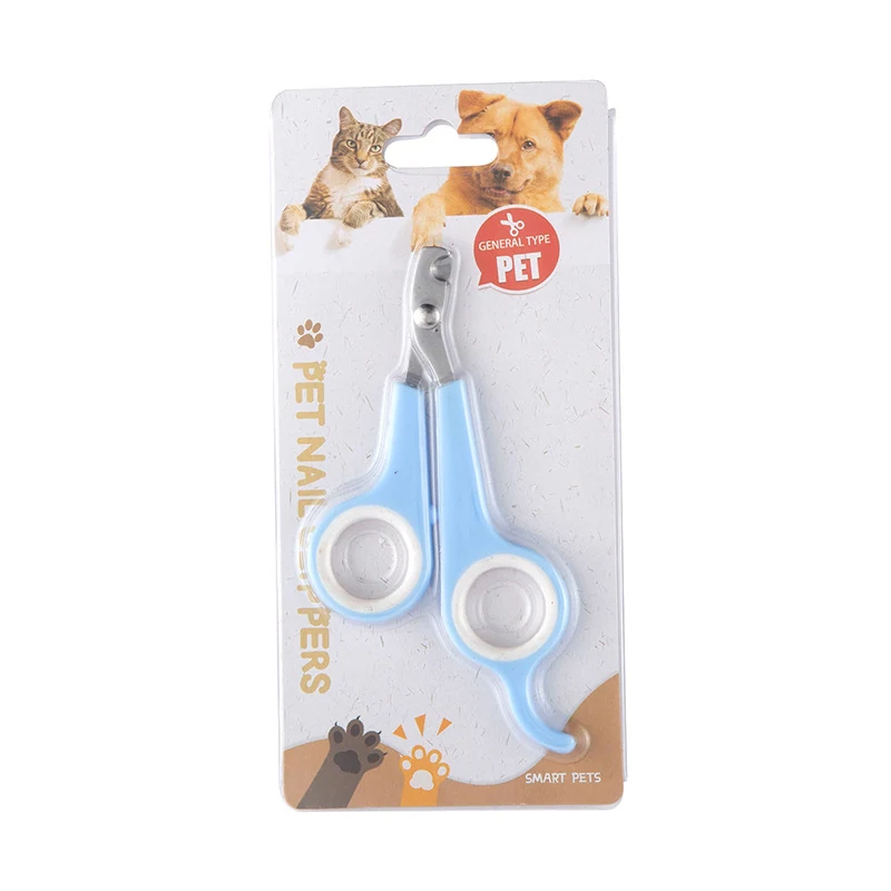 Pet nail clippers in retail packaging featuring a dog and cat