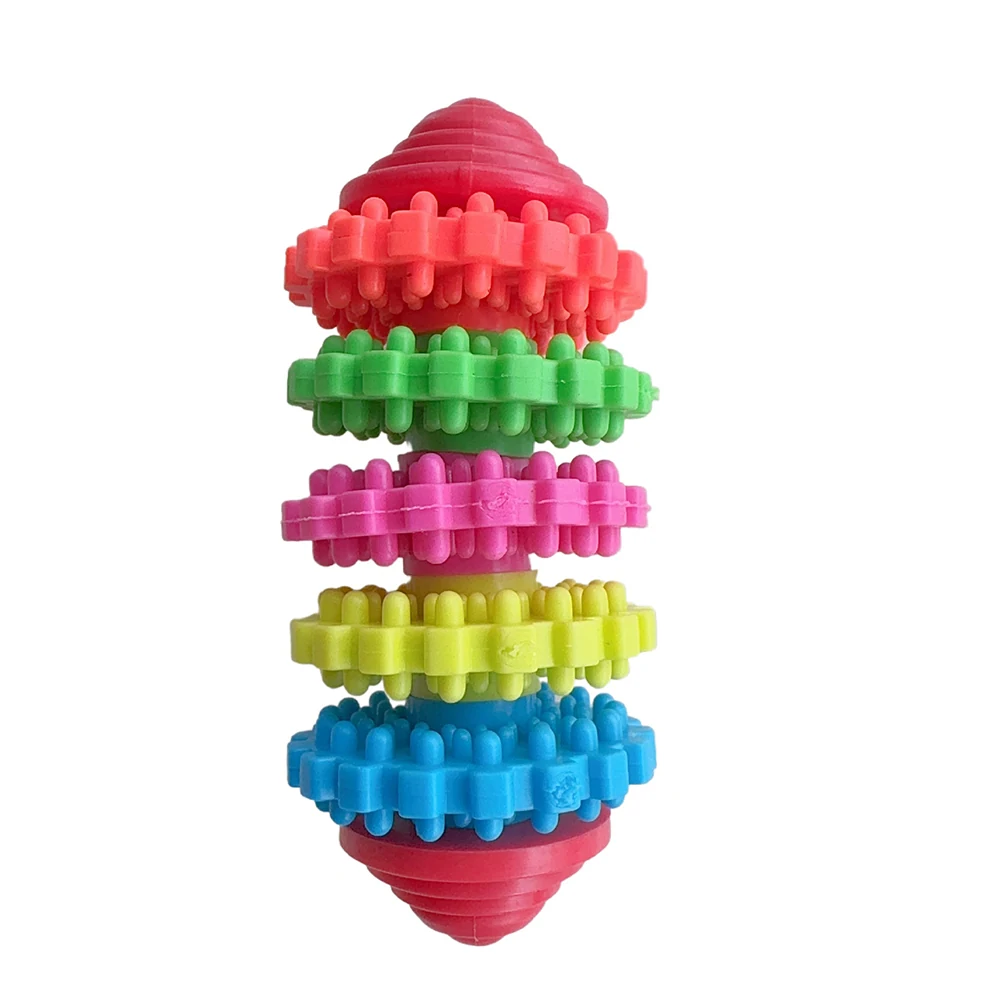 Multi-colored silicone spiky dog chew toy