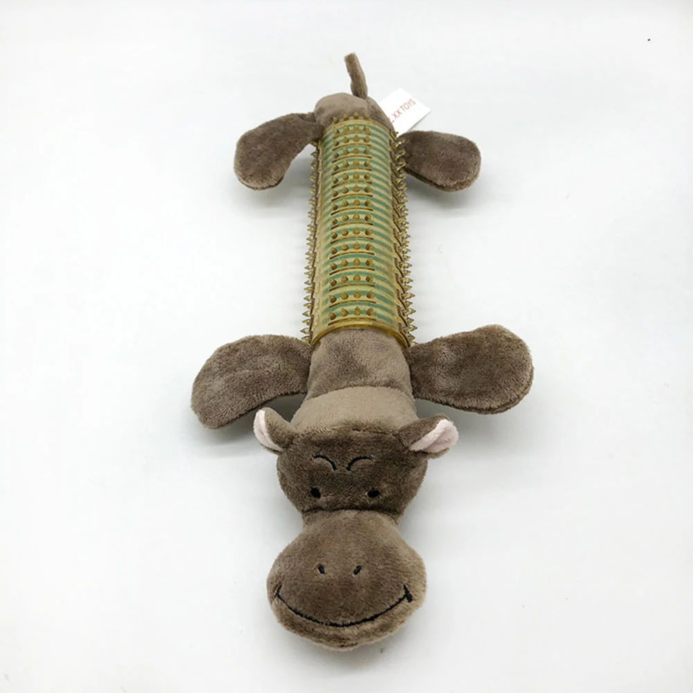 Brown plush toy with a green crinkle center
