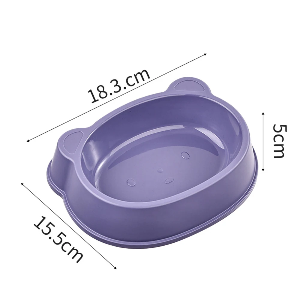 Purple plastic bowl with bear ear handles and dimension arrows indicating 18.3cm, 15.5cm, and 5cm.