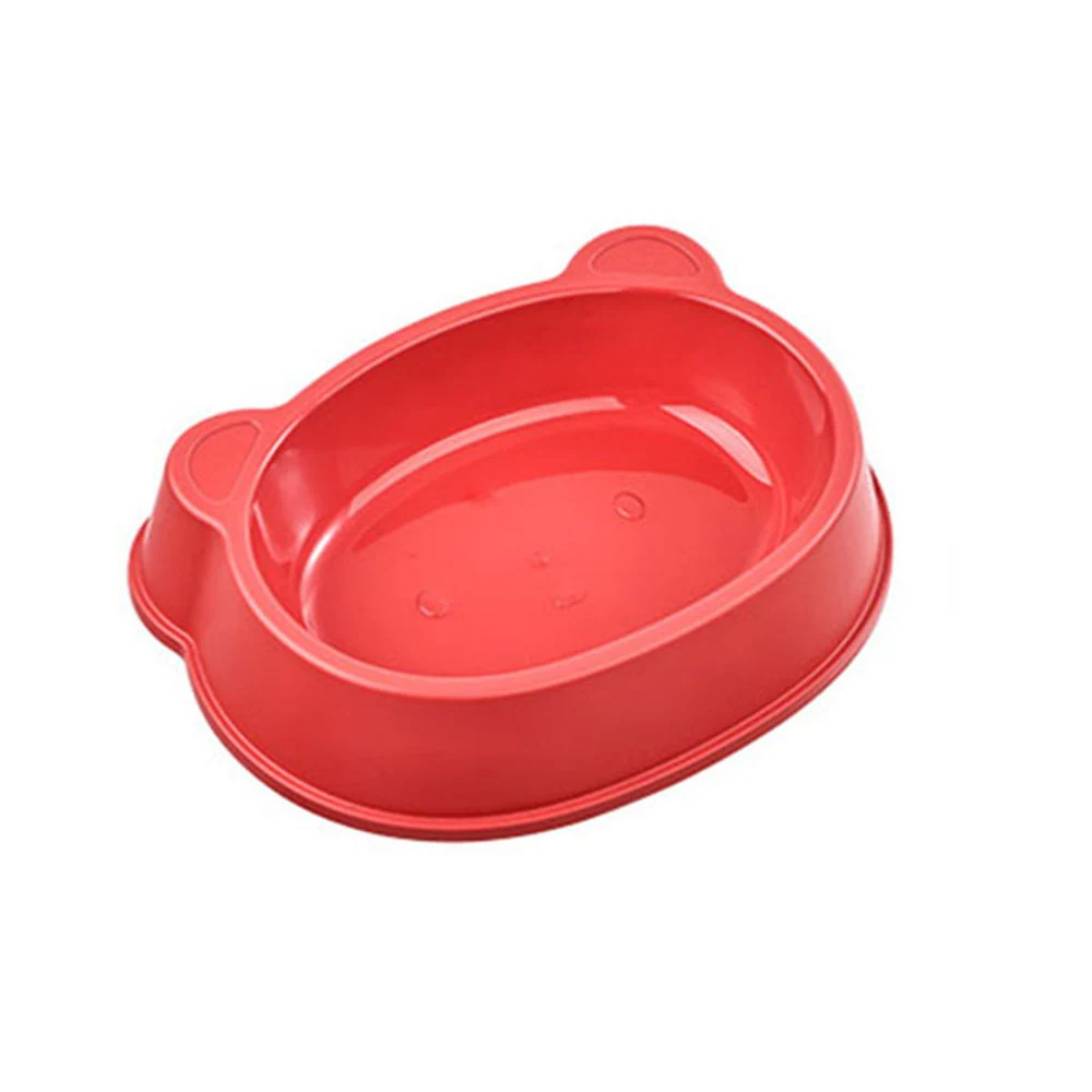 Red oval-shaped plastic container with two protruding handles viewed from a high angle against a white background.