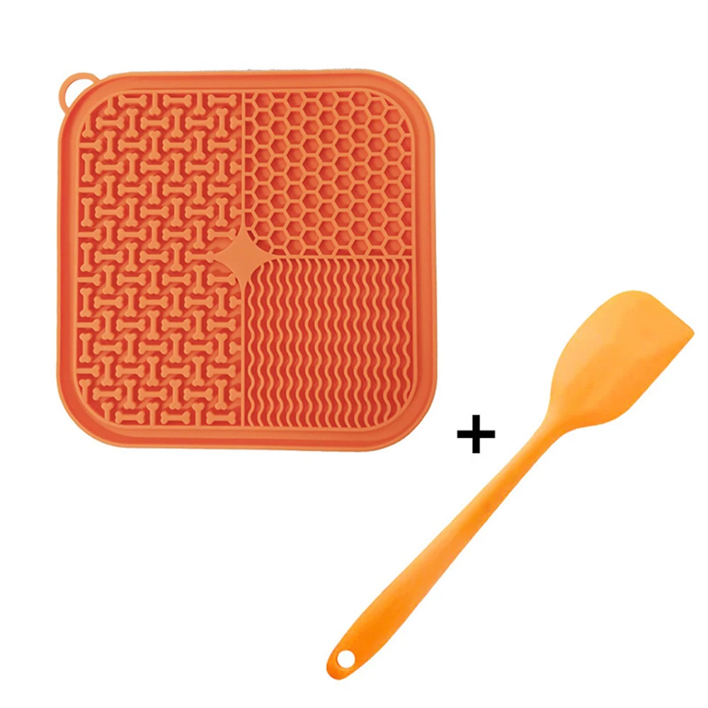 Orange silicone textured placemat and spatula set