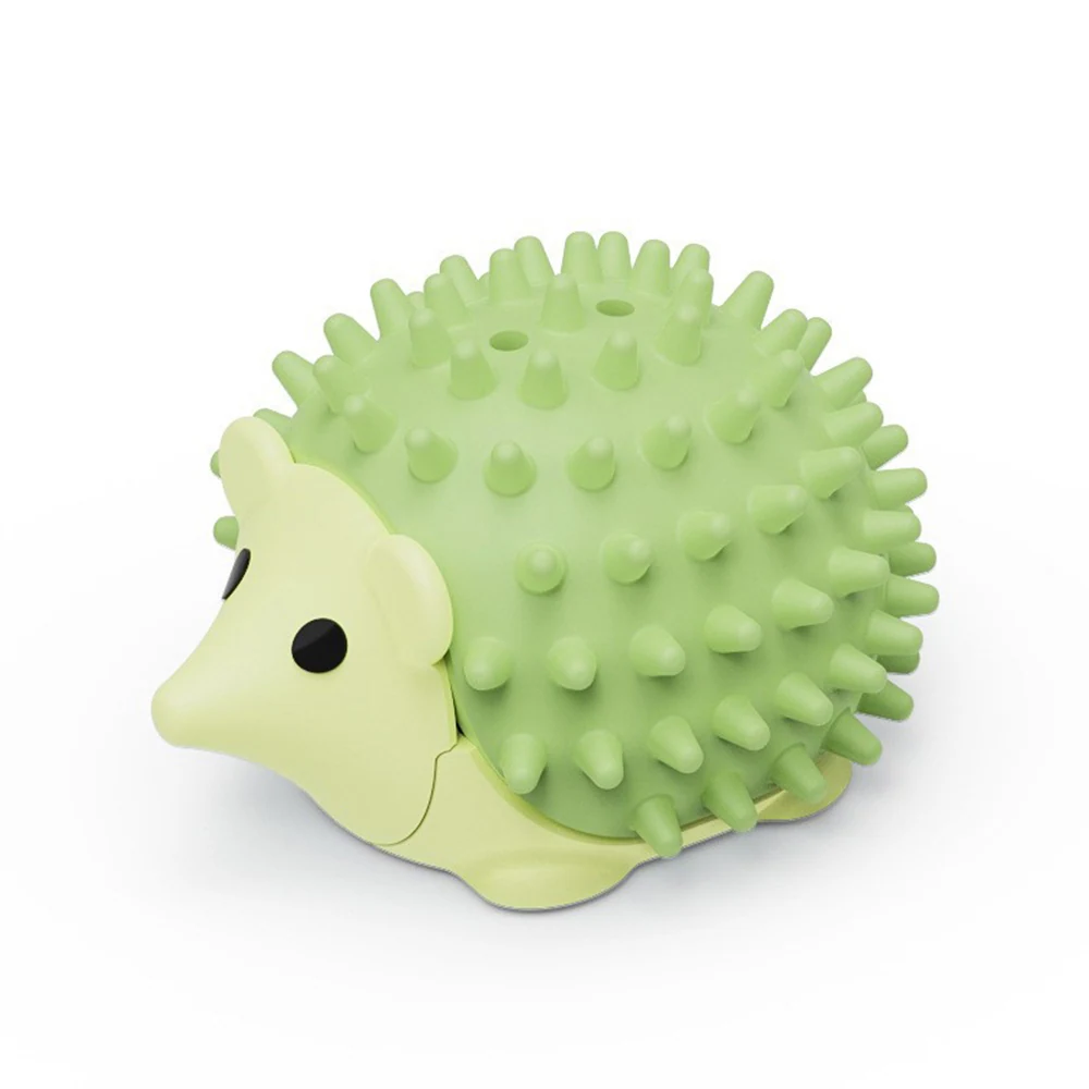 Green spiky hedgehog-shaped silicone toy