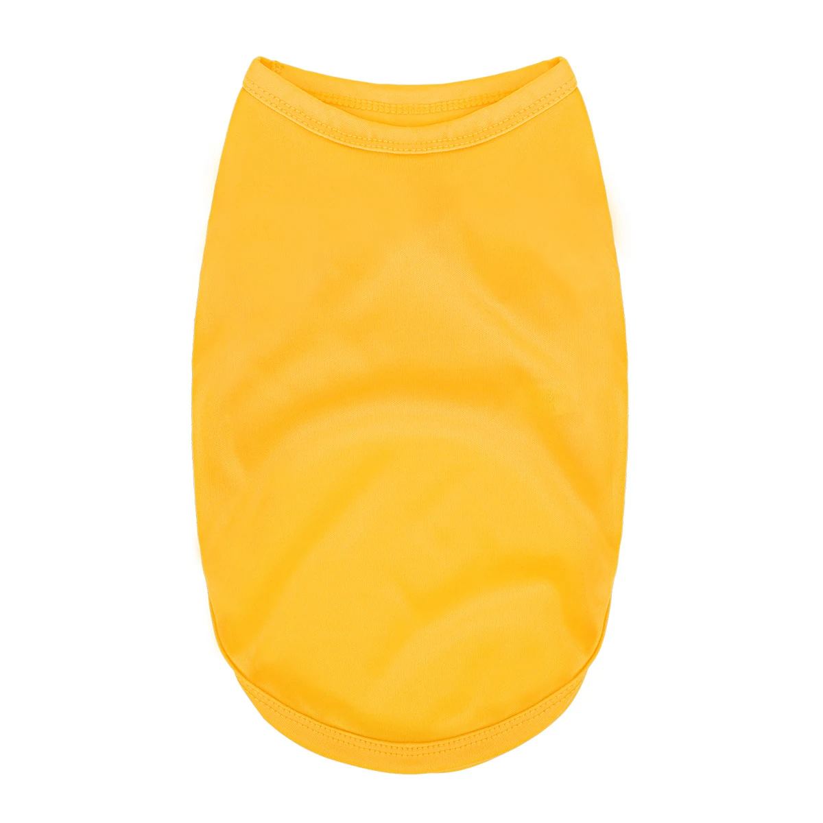 Yellow sleeveless pet garment with ribbed collar and hem