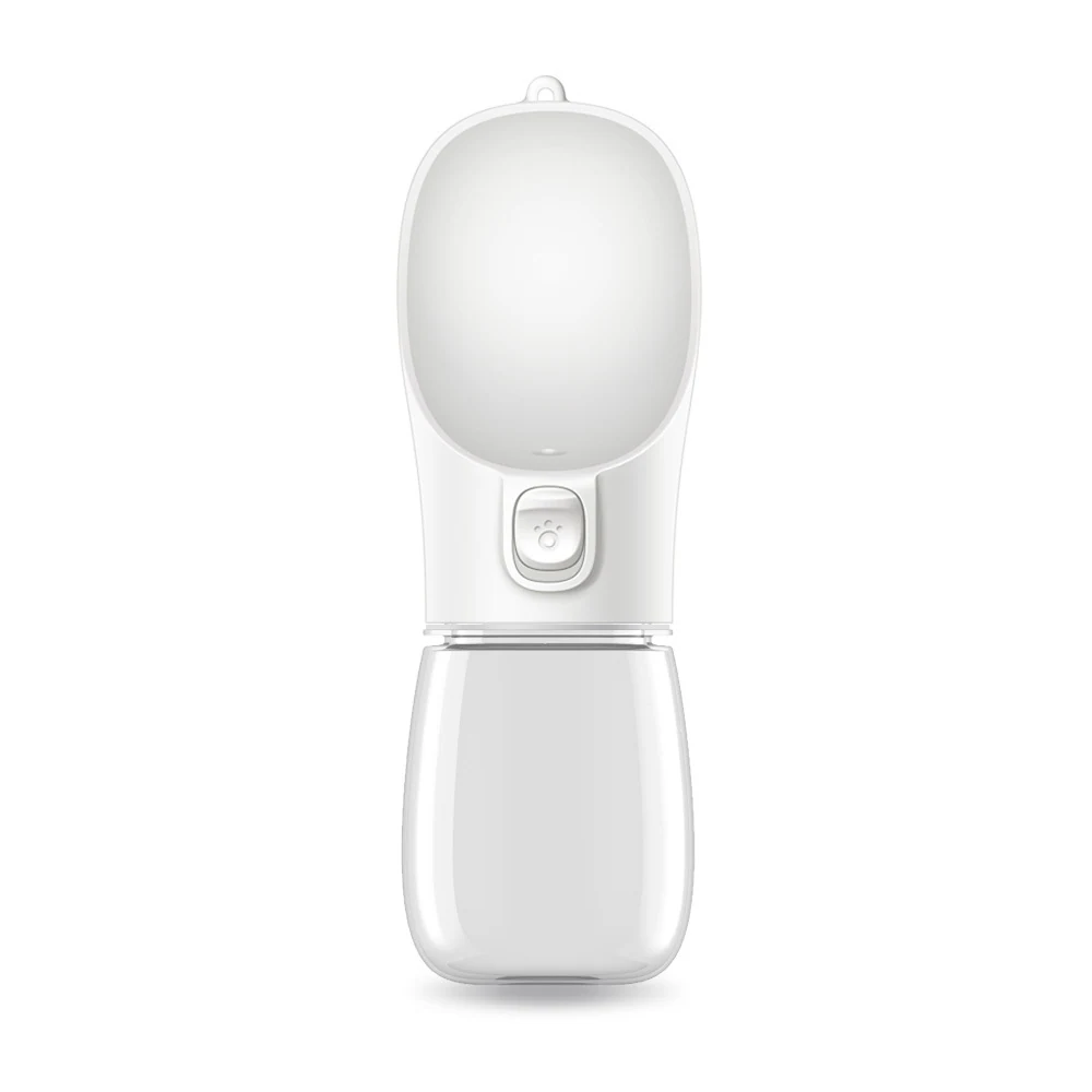 White portable electronic device with a top scoop and a bottom container.