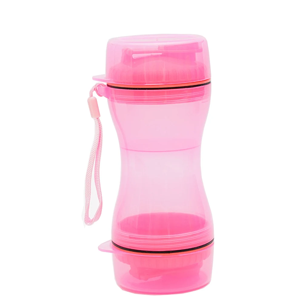 Pink translucent three-tier portable formula dispenser with carrying strap