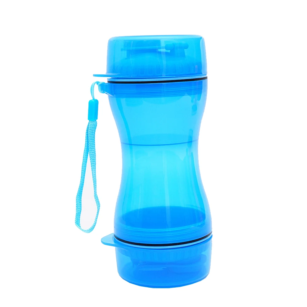 Blue translucent portable baby formula dispenser with carrying strap