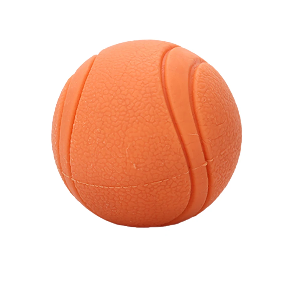 Orange textured ball with basketball-style seams on a plain white background
