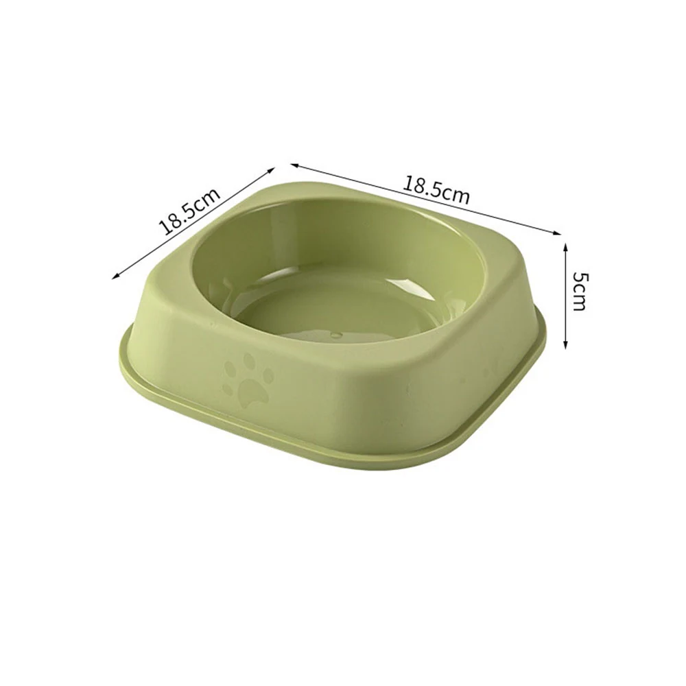 Light green square pet bowl with a paw print design.