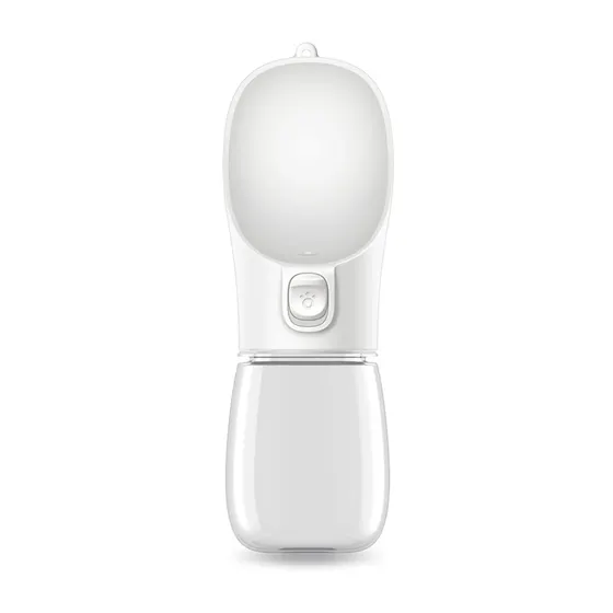 White portable electronic device with a top scoop and a bottom container.