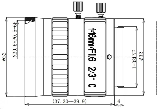 2/3" 5MP Focal Lens Dimensions(mm)