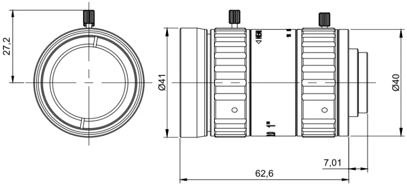 1" 10MP Focal Lens Dimensions(mm)