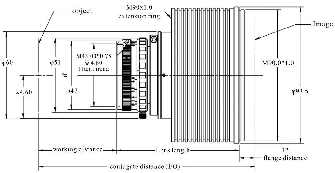 16K Line Scan Lens Dimensions (mm)