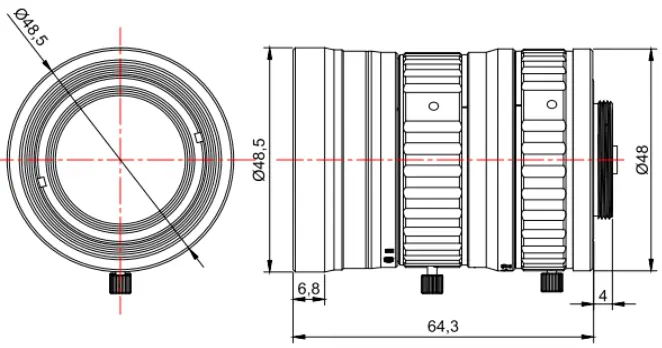 4/3" 12MP Focal Lens Dimensions(mm)