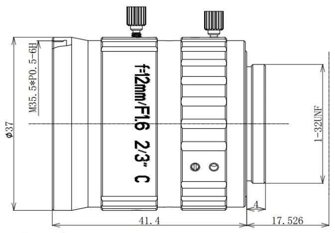 2/3" 5MP Focal Lens Dimensions(mm)