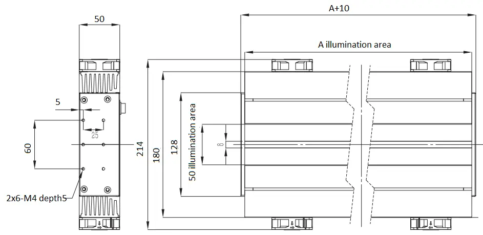 Line Scan Tunnel Light Dimensions