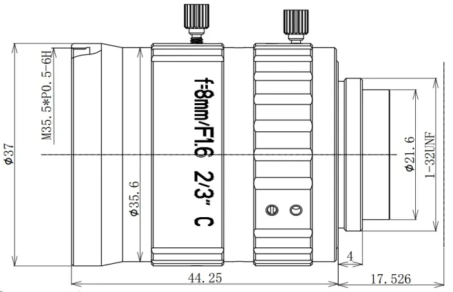 2/3" 5MP Focal Lens Dimensions(mm)
