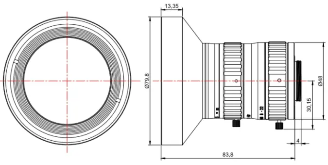 4/3" 12MP Focal Lens Dimensions(mm)