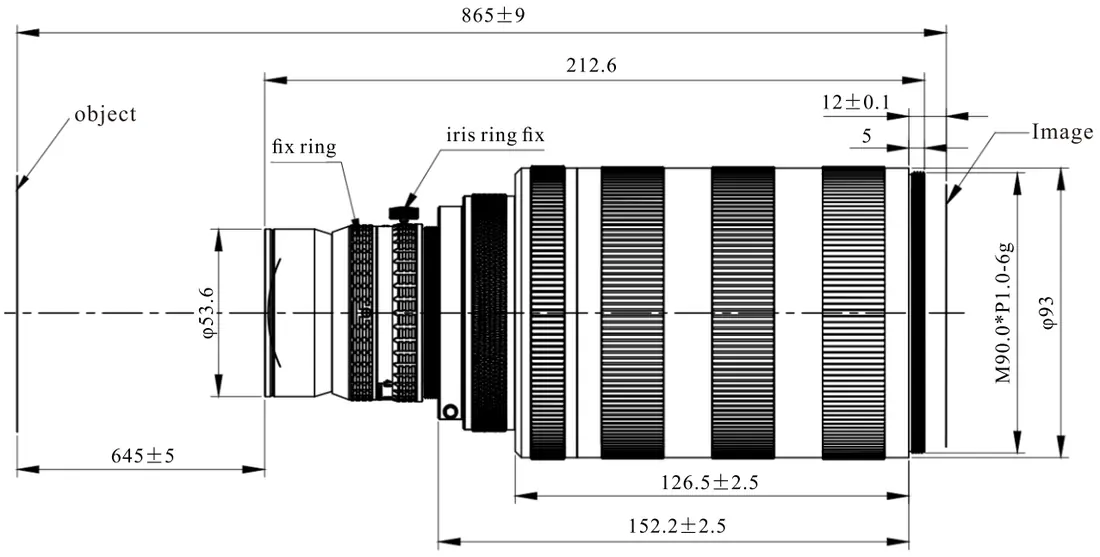16K Line Scan Lens Dimensions (mm)