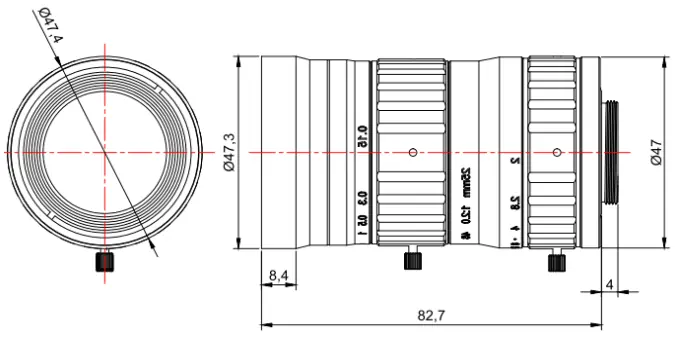 4/3" 12MP Focal Lens Dimensions(mm)