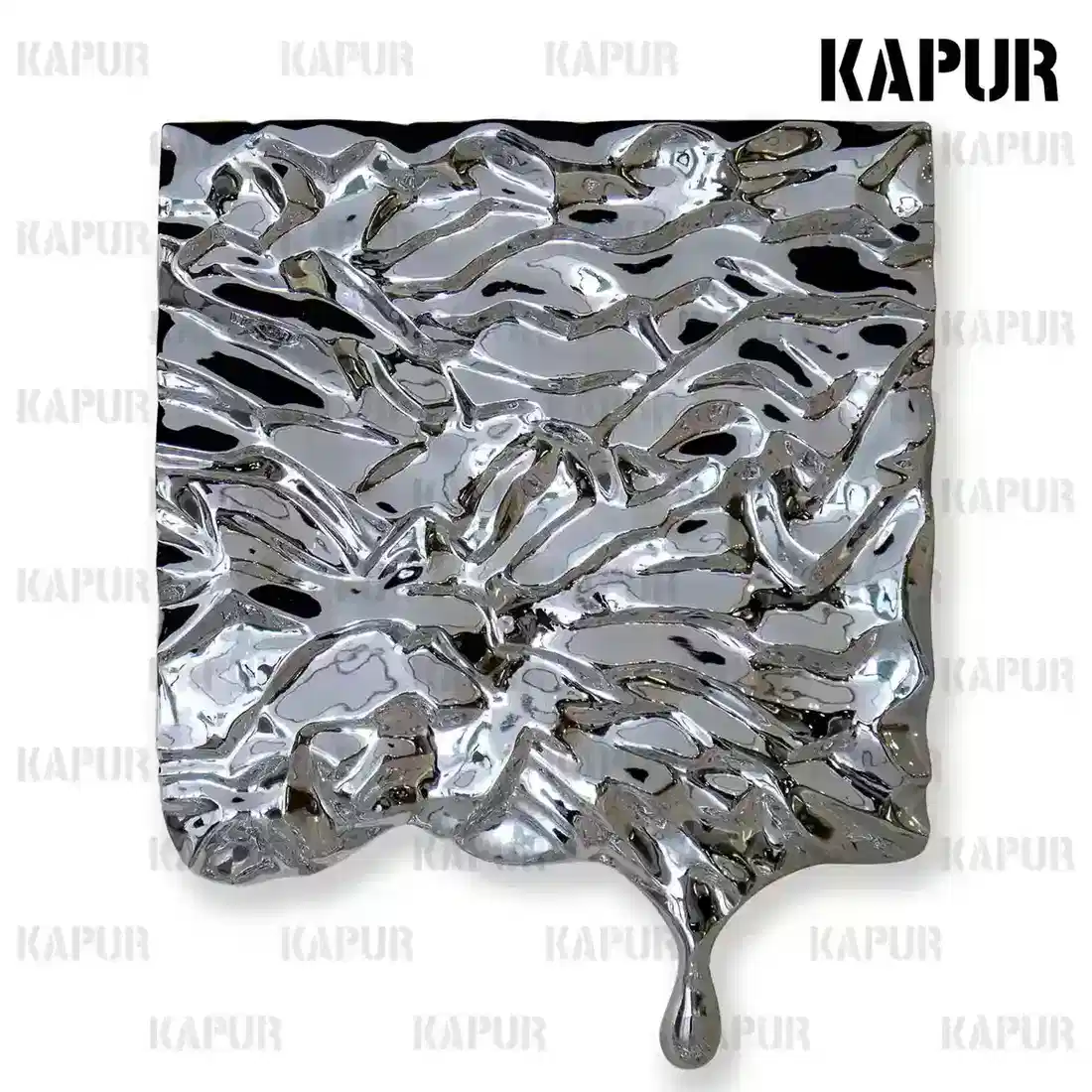 Fiberglass corrugated flowing wall sculpture mounted on a modern interior wall with smooth painted surface