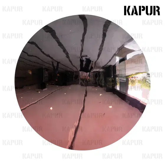 200mm recessed stainless steel wall decor with gradient concave form and mirror finish installed on a modern interior wall