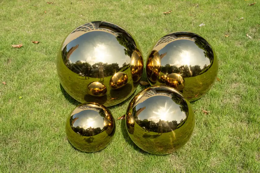 Stainless Steel Gold-Plated Spherical Sculpture