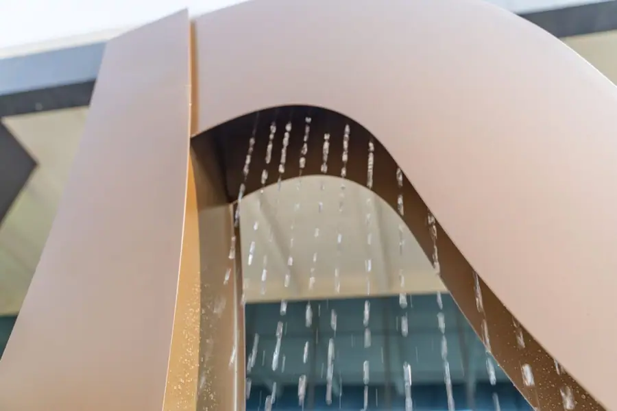 stainless steel harp sculpture