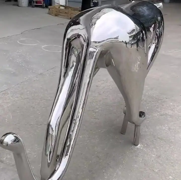 stainless steel leopard sculpture