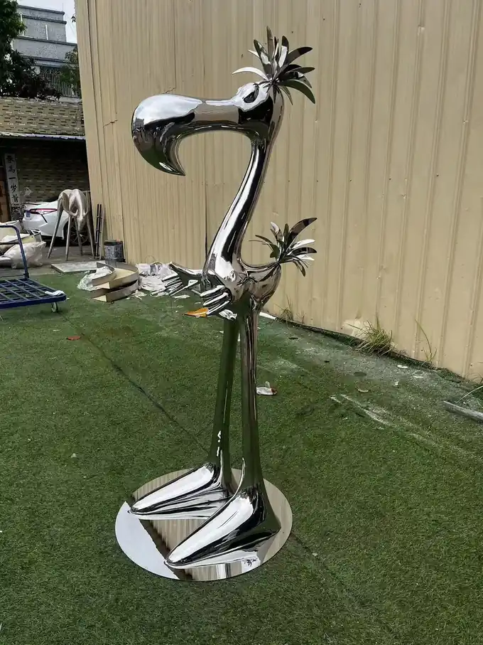 Stainless steel rooster sculpture