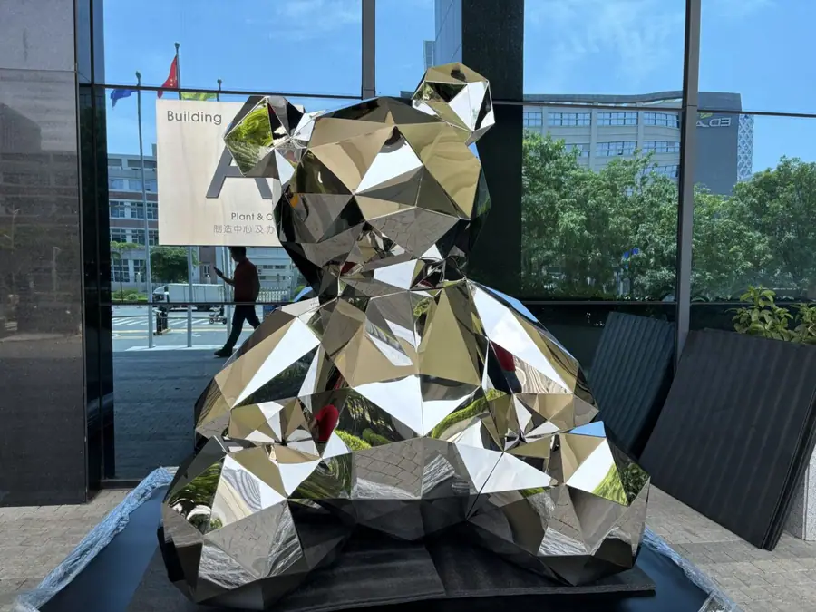 stainless steel bear sculpture