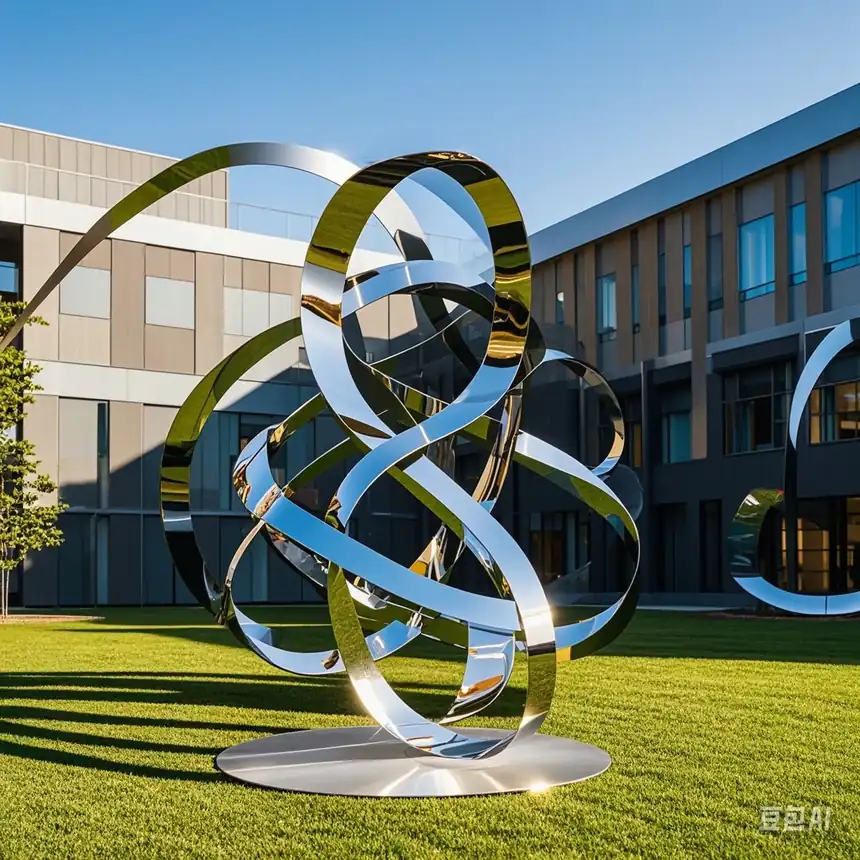 Stainless steel ribbon sculpture