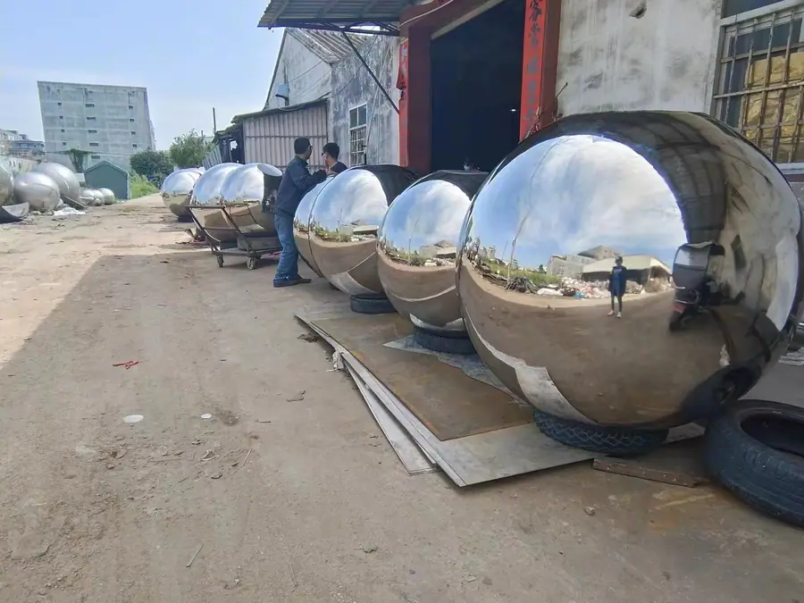 Exploring the beauty of craftsmanship in making large outdoor stainless steel spheres