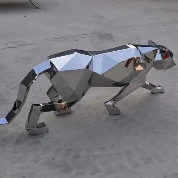 Stainless Steel Leopard Sculpture